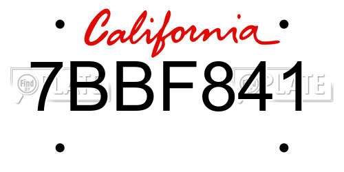 7BBF841 California License Plate