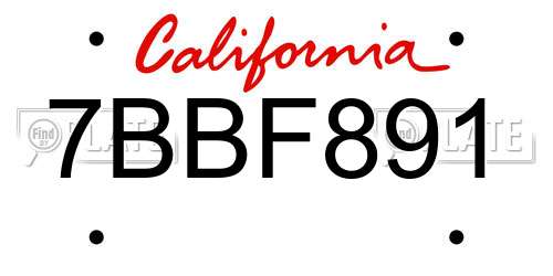 7BBF891 California License Plate