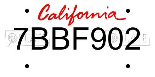 7BBF902 California License Plate