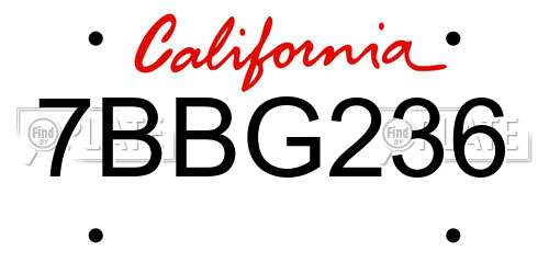 7BBG236 California License Plate