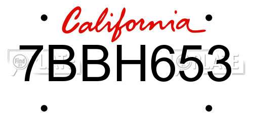 7BBH653 California License Plate