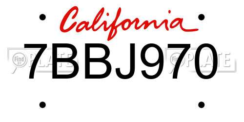 7BBJ970 California License Plate