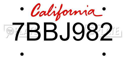 7BBJ982 California License Plate