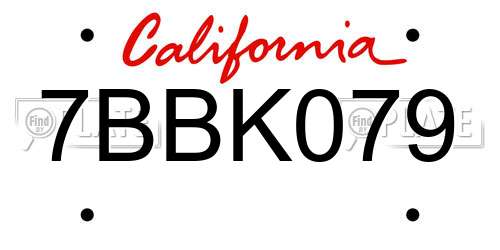 7BBK079 California License Plate