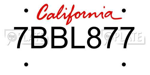7BBL877 California License Plate