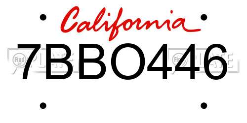 7BBO446 California License Plate