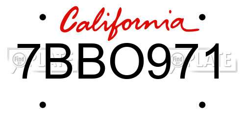 7BBO971 California License Plate