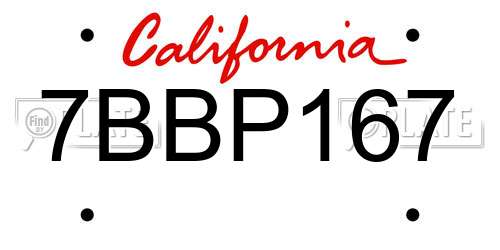 7BBP167 California License Plate
