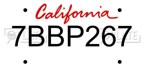 7BBP267 California License Plate