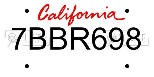 7BBR698 California License Plate