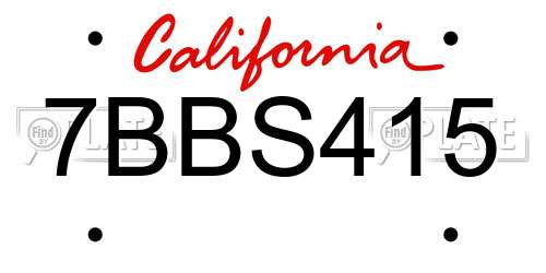 7BBS415 California License Plate