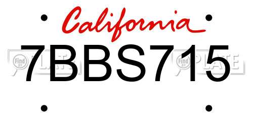 7BBS715 California License Plate