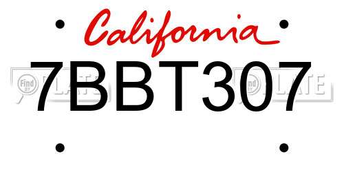7BBT307 California License Plate