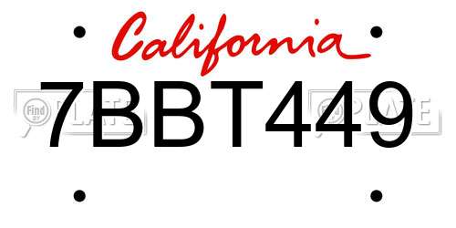 7BBT449 California License Plate