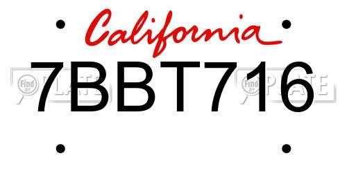 7BBT716 California License Plate