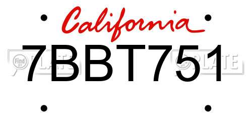 7BBT751 California License Plate