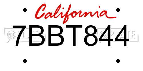 7BBT844 California License Plate