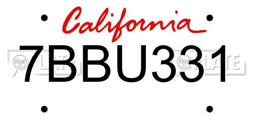 7BBU331 California License Plate