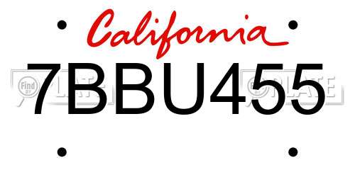 7BBU455 California License Plate
