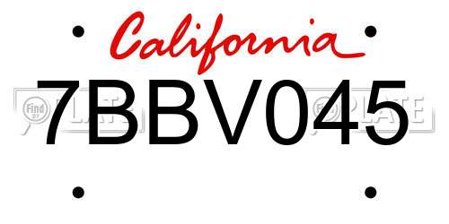 7BBV045 California License Plate