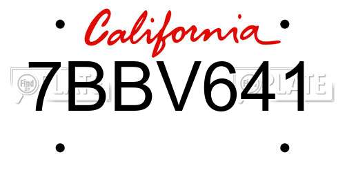 7BBV641 California License Plate