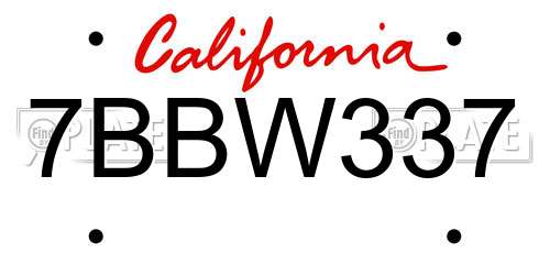7BBW337 California License Plate