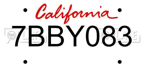 7BBY083 California License Plate