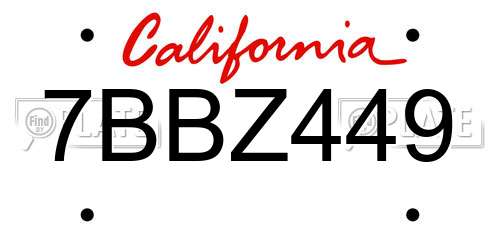 7BBZ449 California License Plate