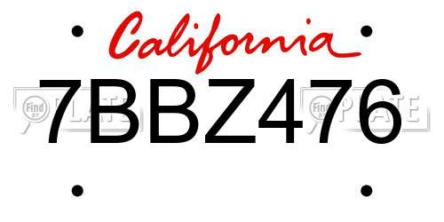 7BBZ476 California License Plate