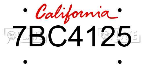 7BC4125 California License Plate