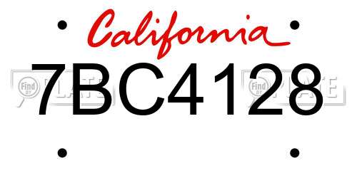 7BC4128 California License Plate