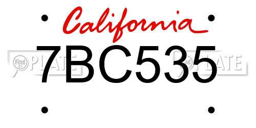 7BC535 California License Plate