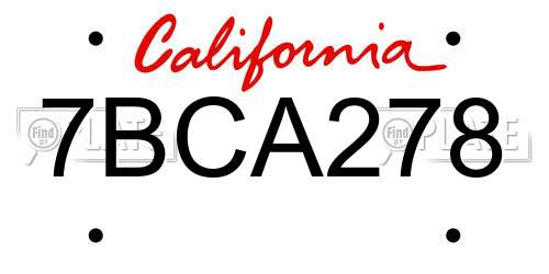 7BCA278 California License Plate