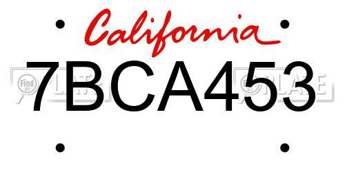 7BCA453 California License Plate