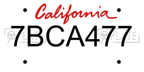7BCA477 California License Plate