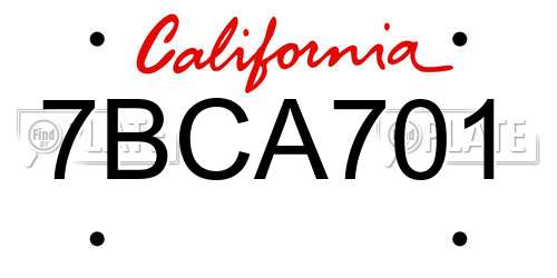 7BCA701 California License Plate