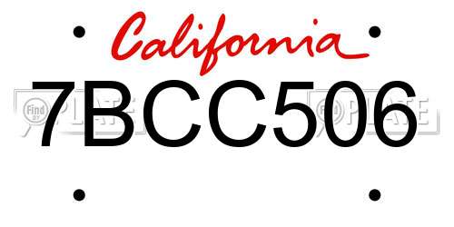 7BCC506 California License Plate