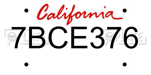 7BCE376 California License Plate