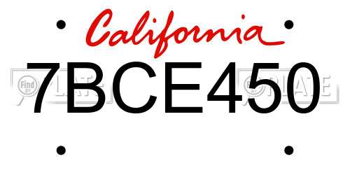 7BCE450 California License Plate
