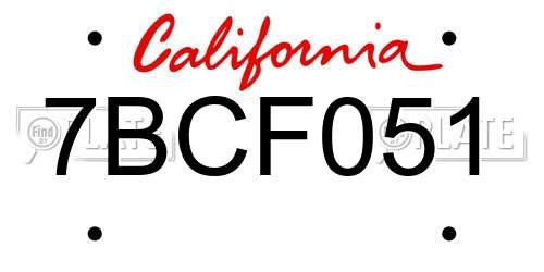 7BCF051 California License Plate