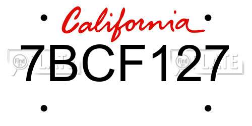 7BCF127 California License Plate