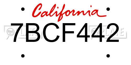 7BCF442 California License Plate