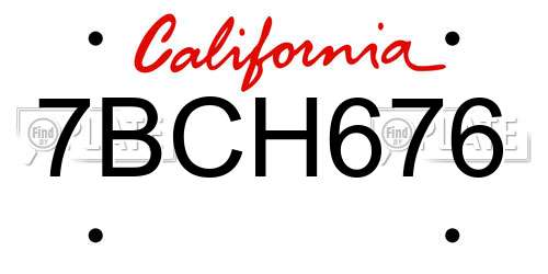 7BCH676 California License Plate