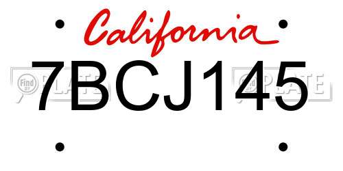 7BCJ145 California License Plate
