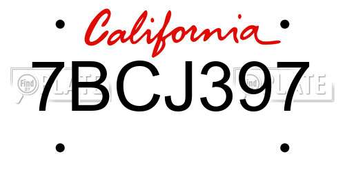 7BCJ397 California License Plate