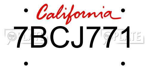 7BCJ771 California License Plate