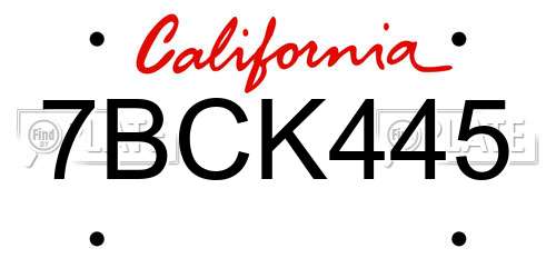 7BCK445 California License Plate