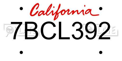 7BCL392 California License Plate