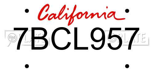 7BCL957 California License Plate