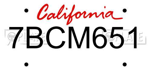 7BCM651 California License Plate